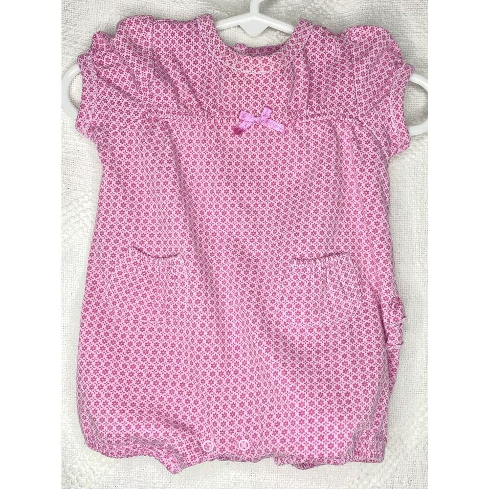 Absorba Bodysuit Baby Girls Pink Flower Romper One Piece 3-6mos